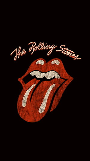 The Rolling Stones Classic Tongue and Lips Logo on Black Background HD phone wallpaper