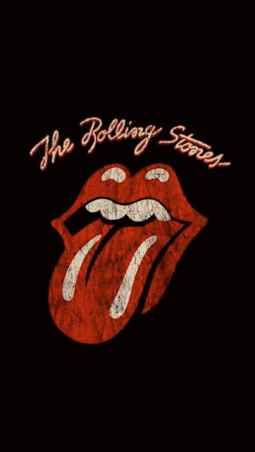 The Rolling Stones Classic Tongue and Lips Logo on Black Background HD phone wallpaper