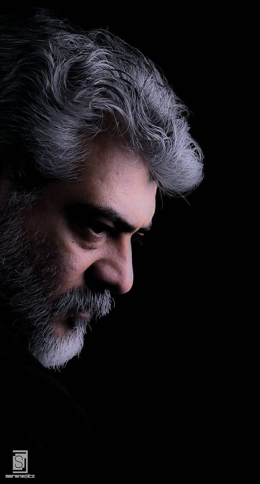 Portrait of George R.R. Martin with Grey Hair and Beard in Dark Profile HD phone wallpaper