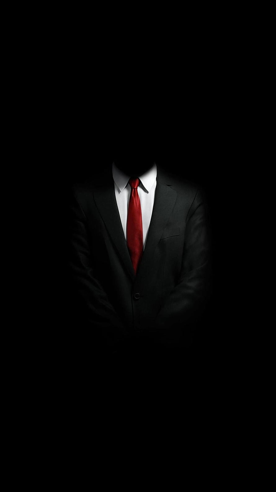 Mysterious Headless Man in Black Suit with Red Tie in Dark Shadows, AMOLED Men, Black Suit Red Tie HD phone wallpaper