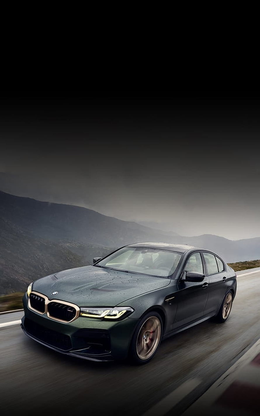 BMW M5 CS High Performance Sedan Driving on a Mountain Road HD phone wallpaper