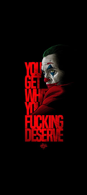 Joker Character Portrait With Red Typography Quote On Black Background HD phone wallpaper