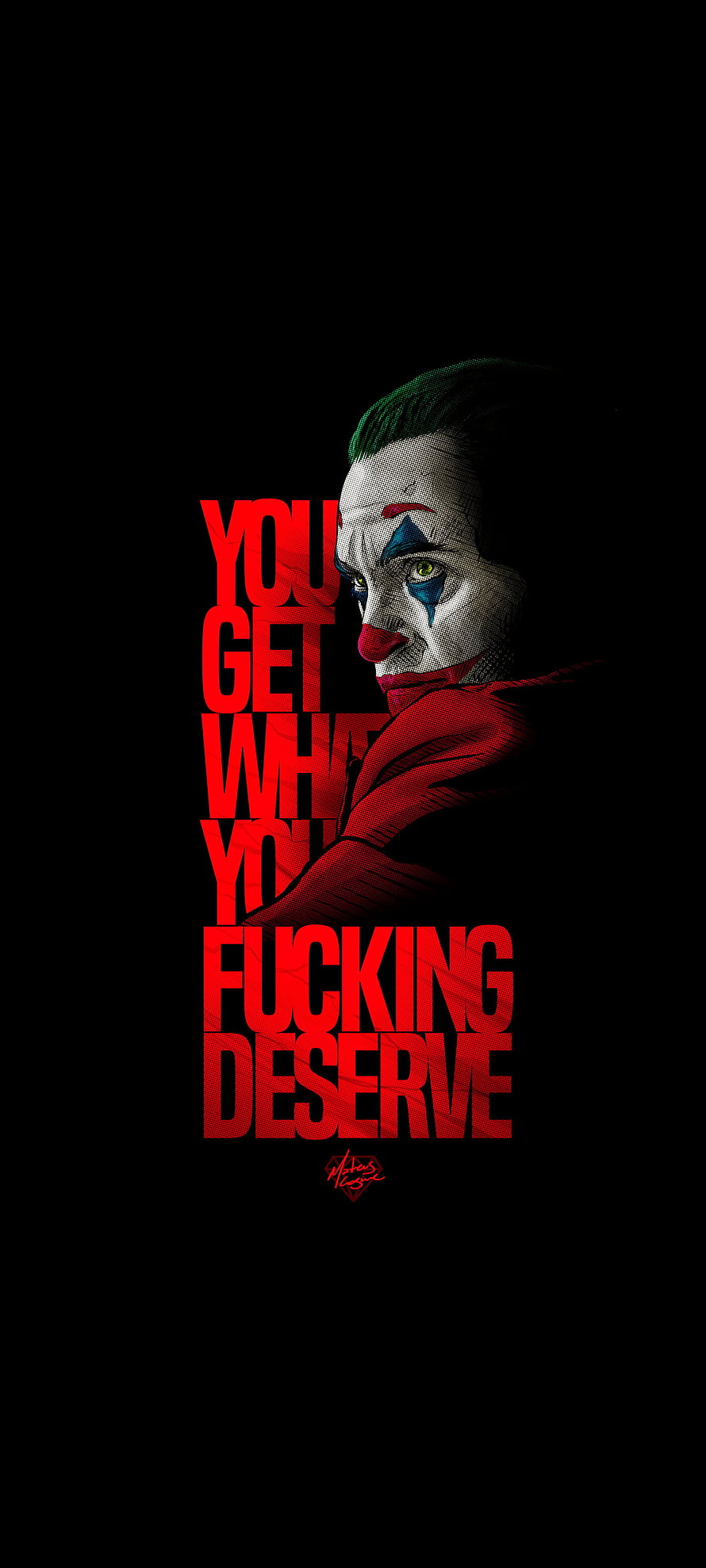Joker Character Portrait With Red Typography Quote On Black Background HD phone wallpaper