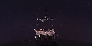 BTS Members Standing Together Under a Starry Night Sky With Inspirational Quote HD wallpaper