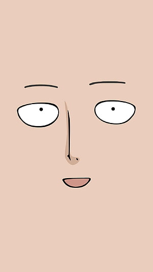 Saitama Minimalist Face Illustration with Expressive Eyes and Simple Line Art HD phone wallpaper