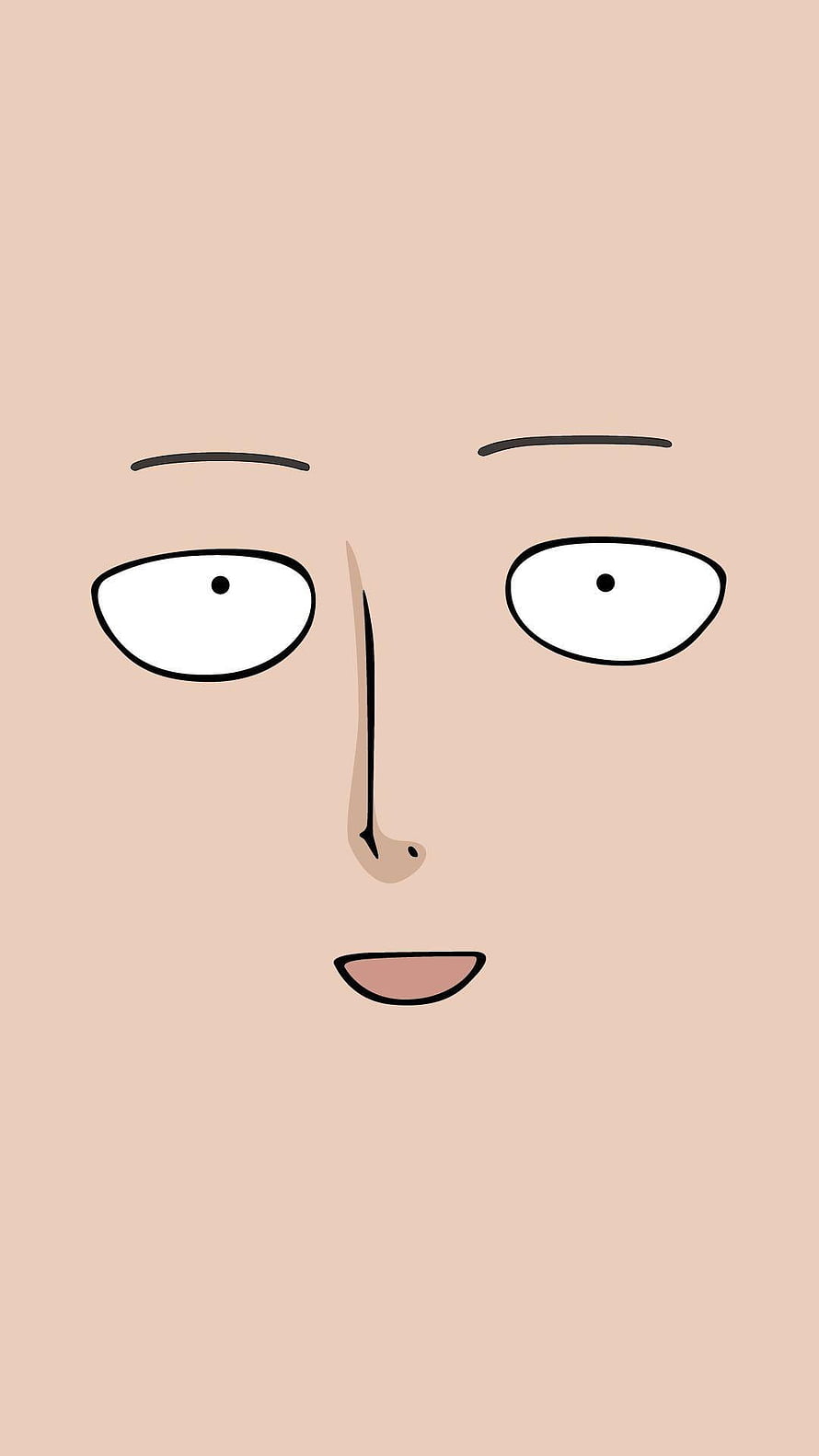 Saitama Minimalist Face Illustration with Expressive Eyes and Simple Line Art HD phone wallpaper