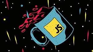JavaScript Mug Illustration with Steam and Cosmic Background HD wallpaper