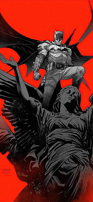 Batman Standing Over Fallen Angel Statue in High Contrast Comic Art, the batman 2021 comic art #TheBatman #Superheroes #movies Movies k #11Wal in 2021. Batman comic , Dc comics , Dc comics , Batman Funny HD phone wallpaper