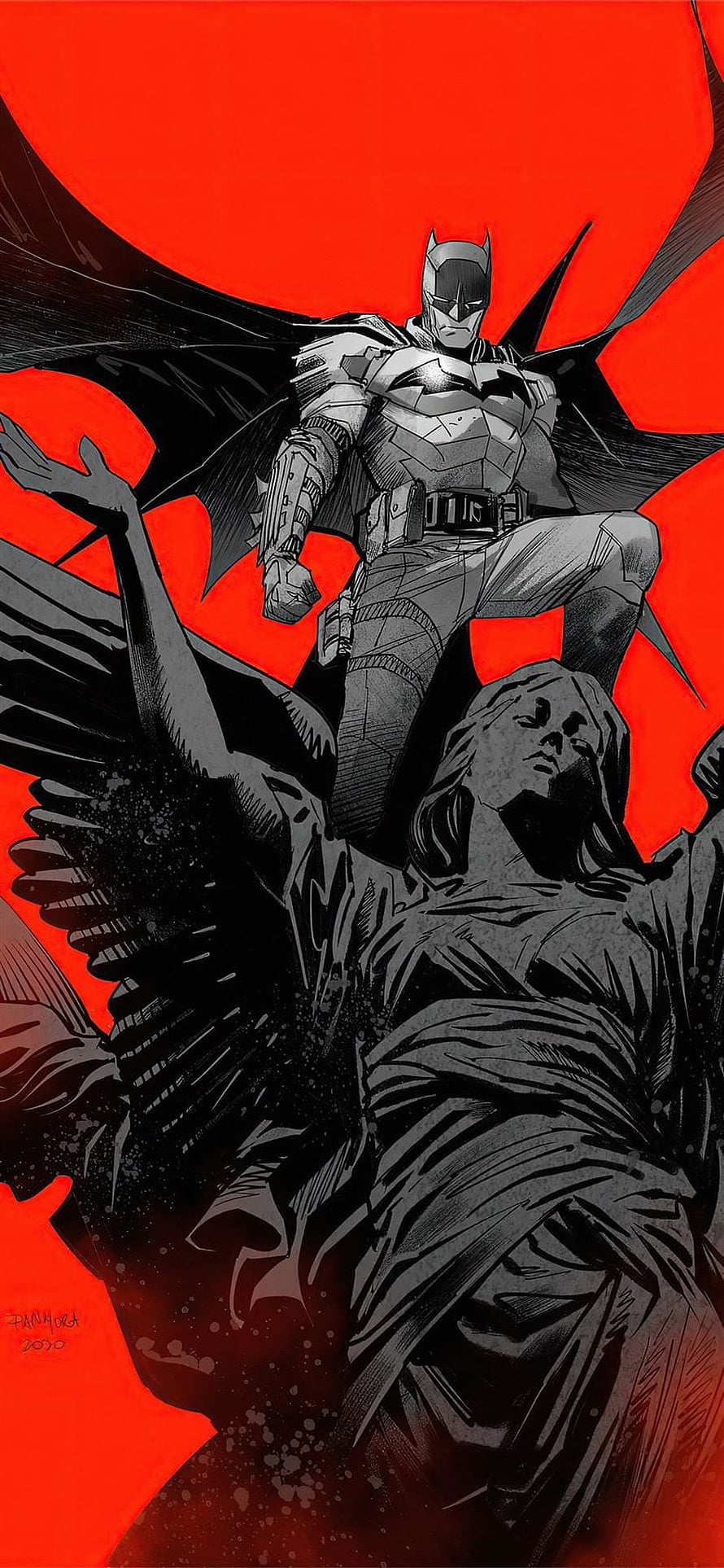 Batman Standing Over Fallen Angel Statue in High Contrast Comic Art, the batman 2021 comic art #TheBatman #Superheroes #movies Movies k #11Wal in 2021. Batman comic , Dc comics , Dc comics , Batman Funny HD phone wallpaper