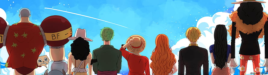 One Piece Straw Hat Crew Back View Anime Wallpaper HD wallpaper