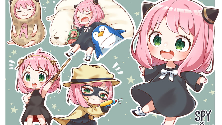 Anya Forger Chibi Sticker Collection from Spy x Family Anime HD wallpaper
