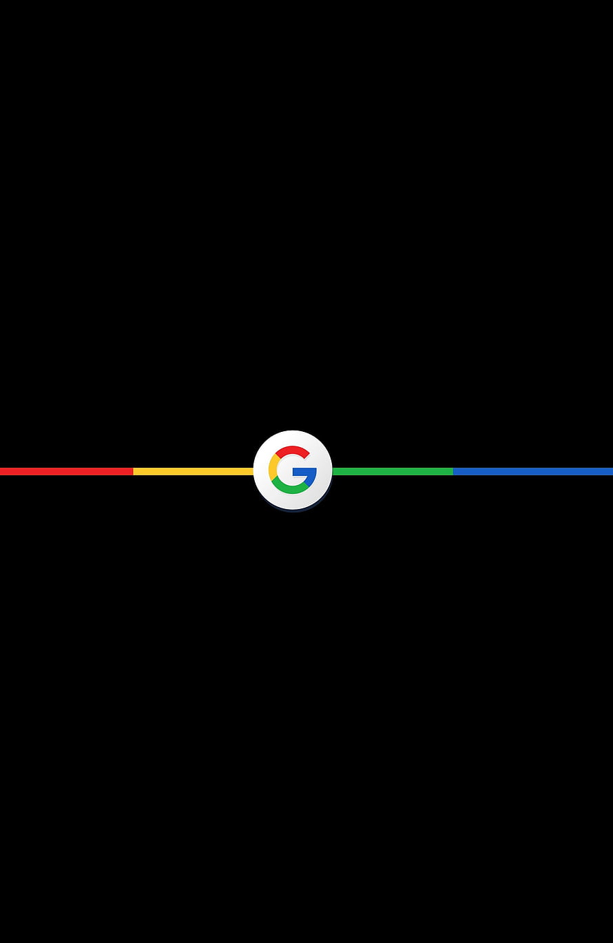 Minimalist Google Logo Wallpaper with Colorful Horizontal Line on Black Background HD phone wallpaper