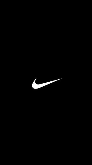 Minimalist White Nike Swoosh Logo on Black Background HD phone wallpaper