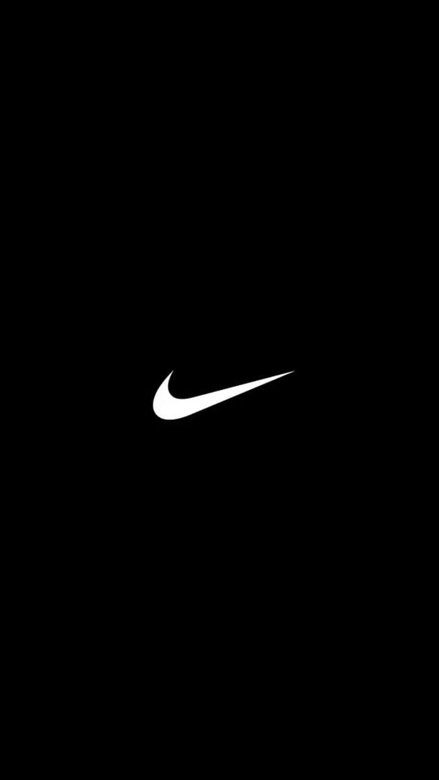 Minimalist White Nike Swoosh Logo on Black Background HD phone wallpaper