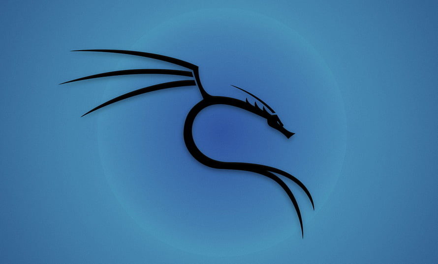 Kali Linux Dragon Logo on Blue Gradient Background HD wallpaper