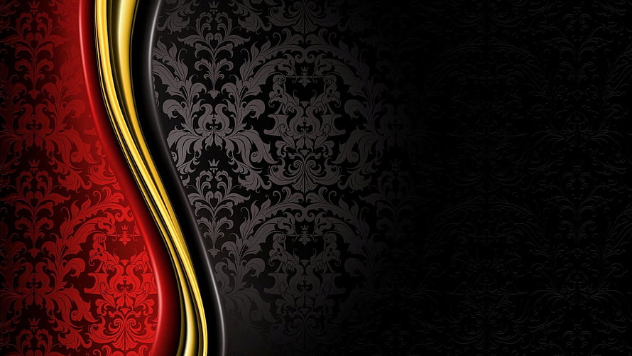 Luxury Royal Damask Pattern with Gold and Red Accents on Dark Background HD wallpaper
