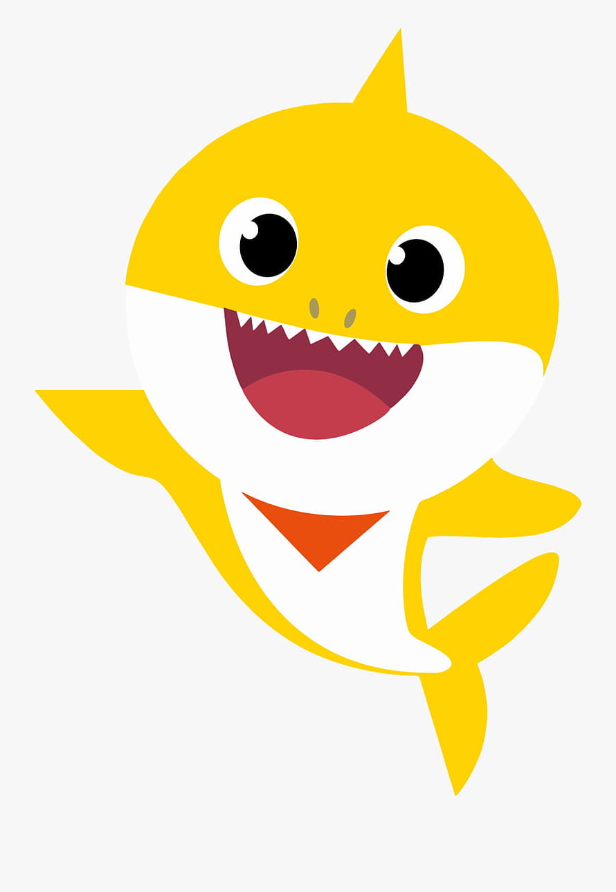 Cute Yellow Baby Shark Cartoon Character with Big Smile and Open Mouth HD phone wallpaper