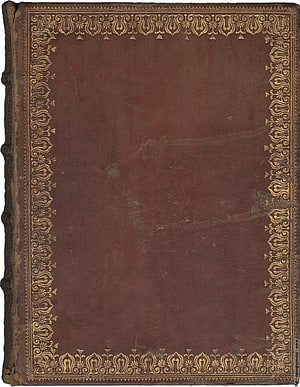 Antique Leather Book Cover with Ornate Gold Tooling and Floral Border Design HD phone wallpaper