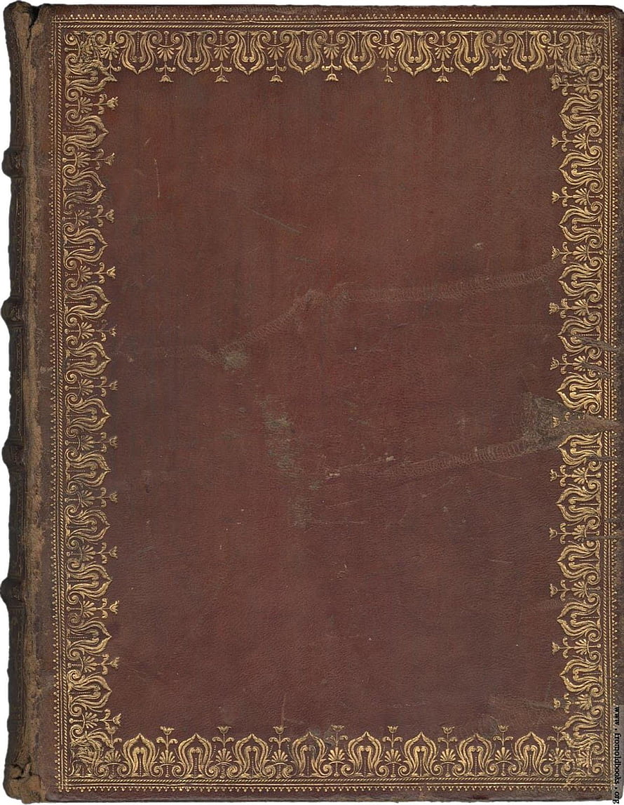 Antique Leather Book Cover with Ornate Gold Tooling and Floral Border Design HD phone wallpaper