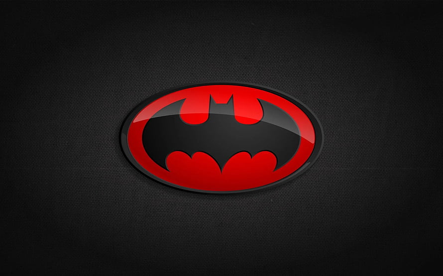 Glossy Red and Black Batman Emblem on Dark Textured Surface, Black and Red Batman Logo, Blue Batman Logo HD wallpaper