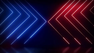 Abstract Red and Blue Neon Arrow Lines on Dark Background HD wallpaper