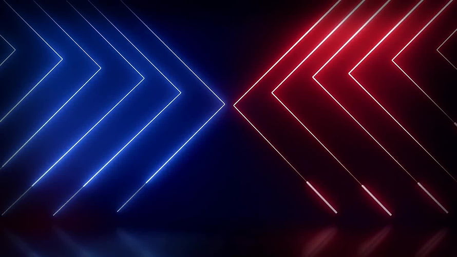 Abstract Red and Blue Neon Arrow Lines on Dark Background HD wallpaper
