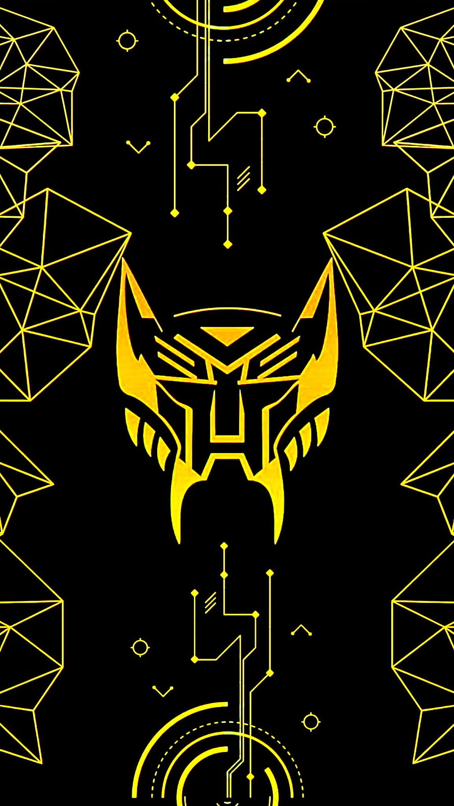 Transformers Beast Wars Maximals Yellow Geometric Line Art on Black Background HD phone wallpaper