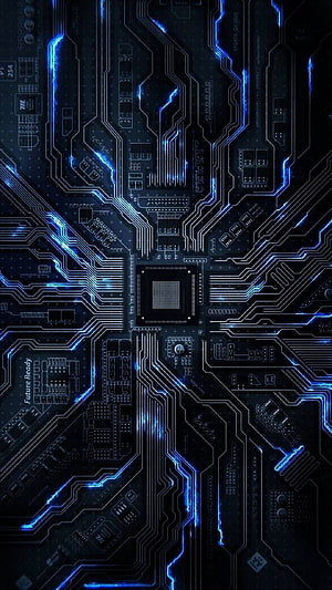Futuristic Blue Circuit Board Technology Abstract Background HD phone wallpaper
