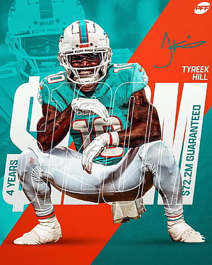Tyreek Hill Miami Dolphins Quarterback Stance Contract Graphic HD phone wallpaper