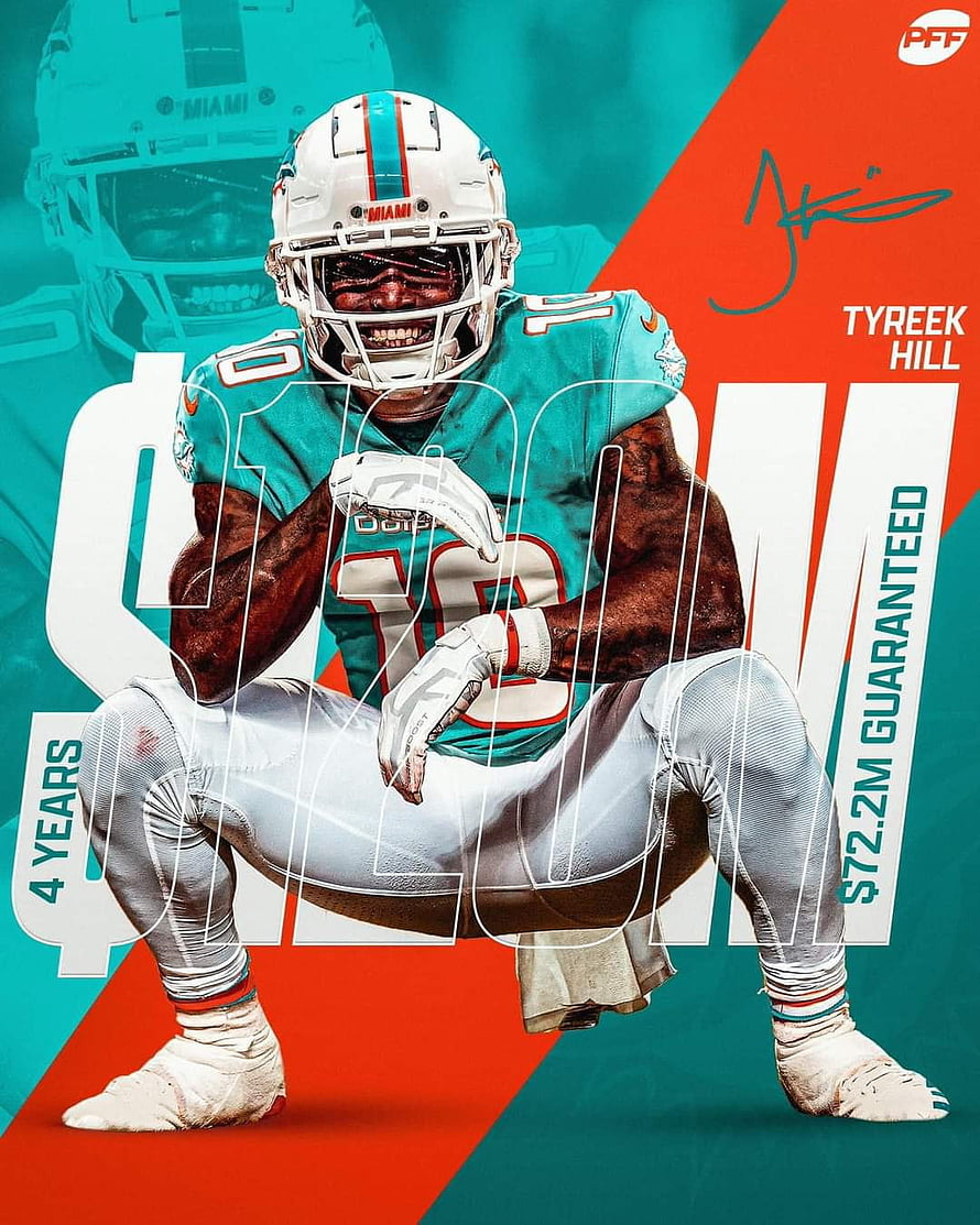 Tyreek Hill Miami Dolphins Quarterback Stance Contract Graphic HD phone wallpaper