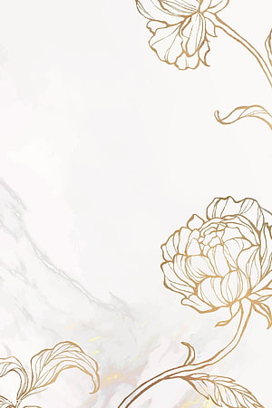 Elegant Gold Peony Floral Line Art on White Marble Background HD phone wallpaper