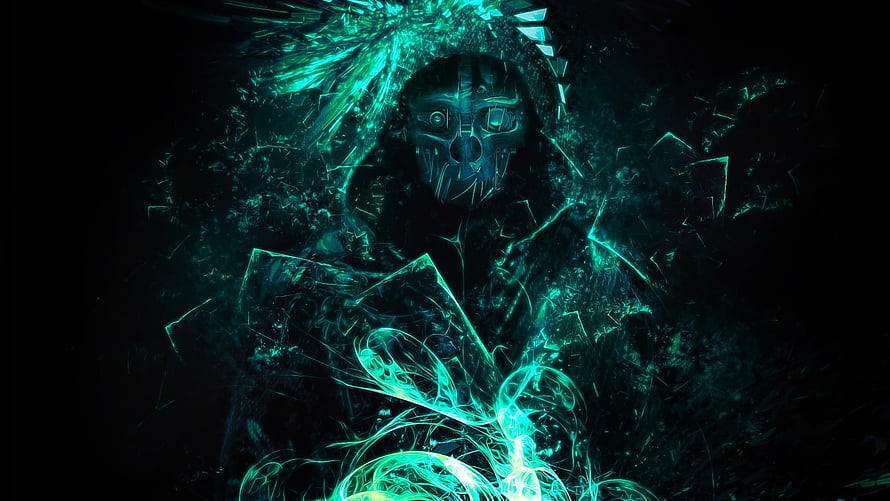Dark Cybernetic Figure With Glowing Green Energy And Abstract Digital Art Style HD wallpaper