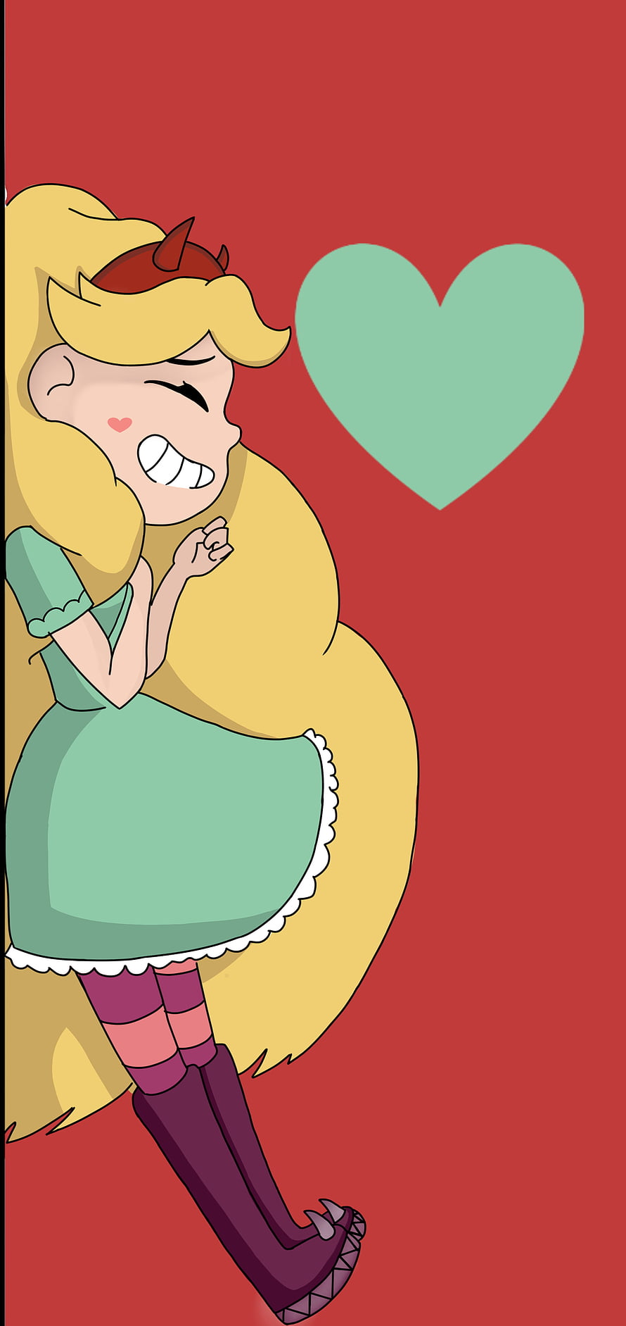 Star Butterfly from Star vs the Forces of Evil in a cute green dress with a heart HD phone wallpaper