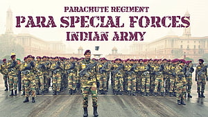 Indian Army Para Special Forces Parachute Regiment soldiers marching in formation with rifles HD wallpaper