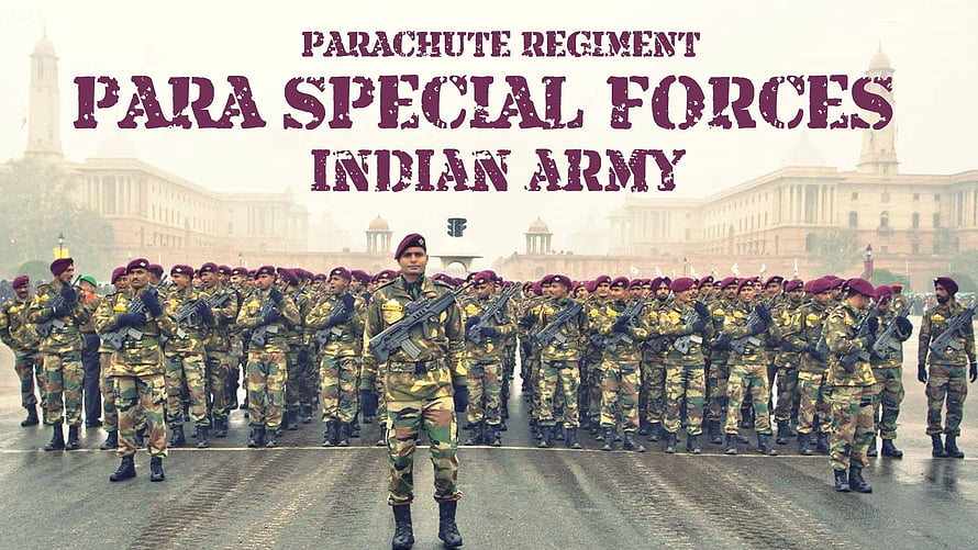 Indian Army Para Special Forces Parachute Regiment soldiers marching in formation with rifles HD wallpaper