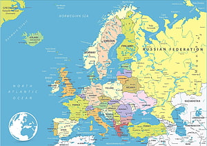 Detailed Political Map of Europe Showing Countries, Capitals, and Major Cities HD wallpaper