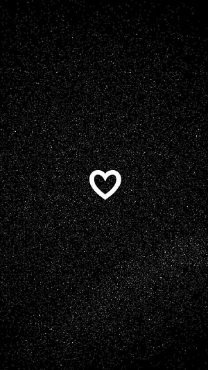 Minimalist White Heart Outline on Black Glitter Background HD phone wallpaper