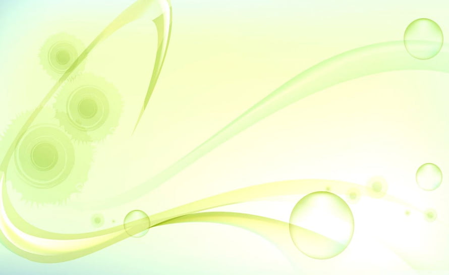Soft Green Abstract Waves with Bubbles and Gear Elements HD wallpaper