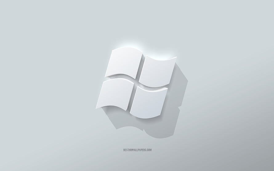 Minimalist White Windows 7 Logo on Light Gray Background HD wallpaper
