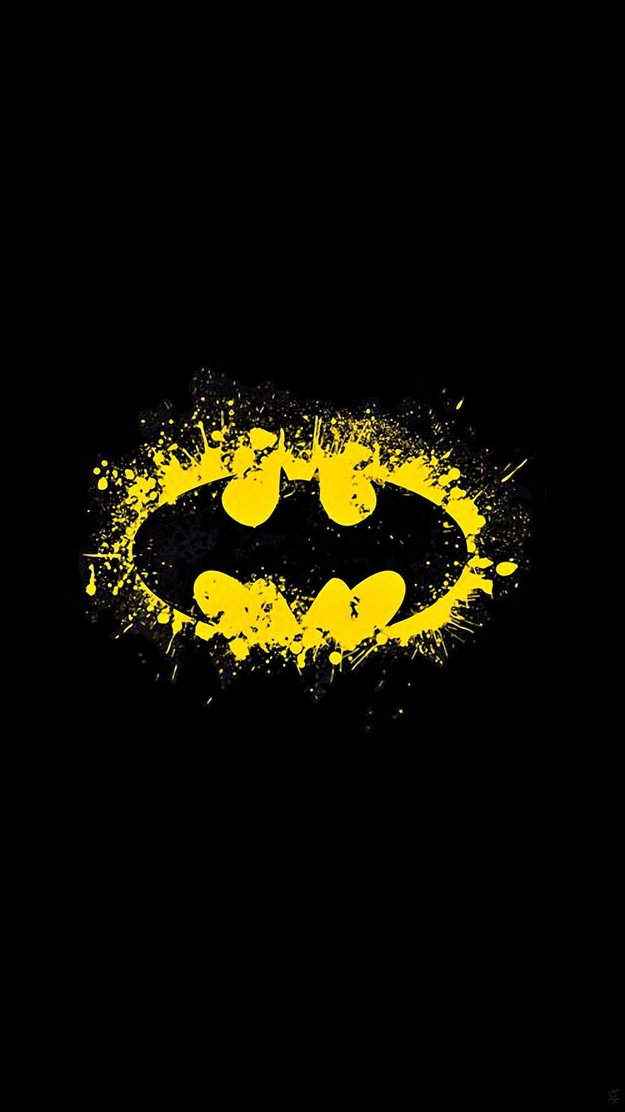 Yellow Splatter Batman Logo on Black Background, Batman Logo 6. Fondos de pantalla batman, Fondo batman, Logotipo de batman, The Batman Logo HD phone wallpaper