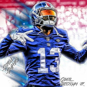 Odell Beckham Jr. New York Giants Number 13 Jersey Action Portrait HD phone wallpaper