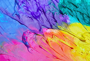 Vibrant Abstract Fluid Art with Swirling Pastel and Neon Colors HD wallpaper