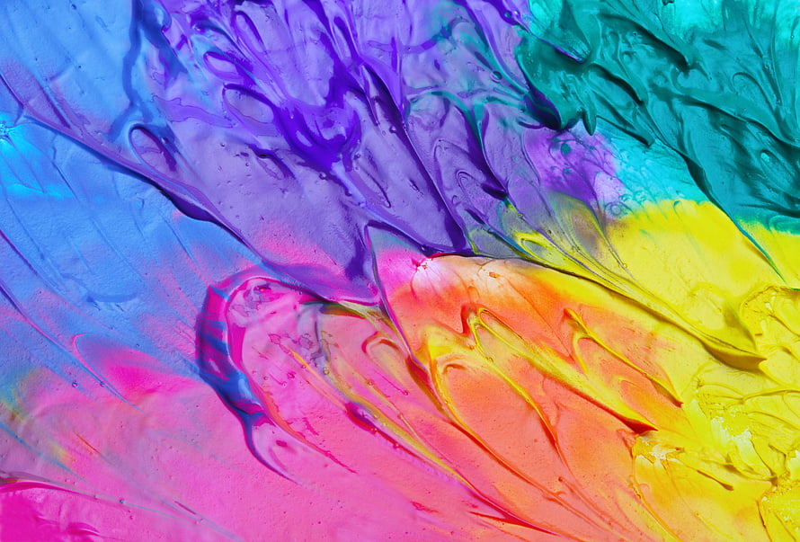 Vibrant Abstract Fluid Art with Swirling Pastel and Neon Colors HD wallpaper