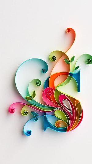 Vibrant Quilled Paper Artwork of the Letter S with Swirling Floral Accents HD phone wallpaper