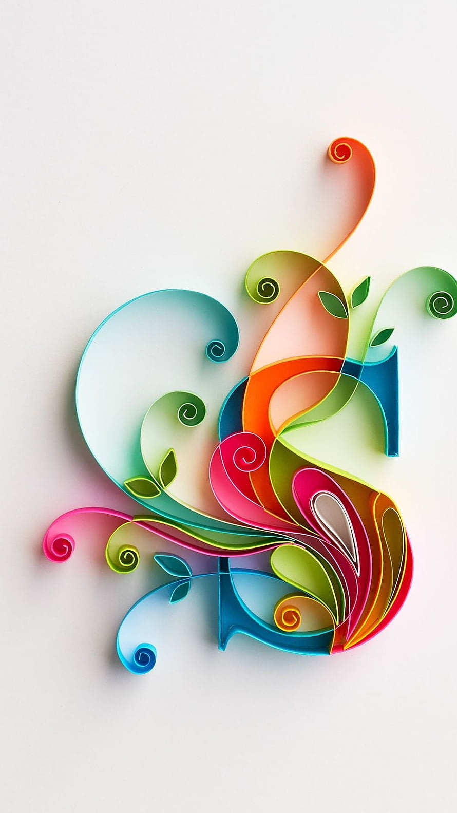 Vibrant Quilled Paper Artwork of the Letter S with Swirling Floral Accents HD phone wallpaper