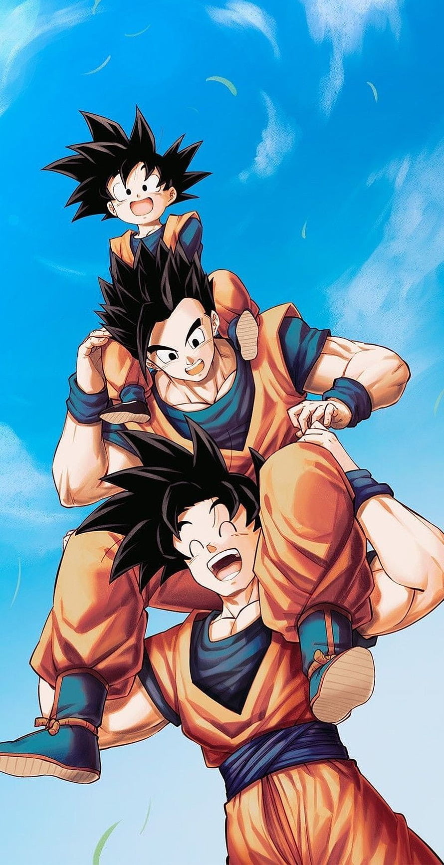 Dragon Ball Z Goku Family Portrait with Gohan and Kid Goku HD phone wallpaper