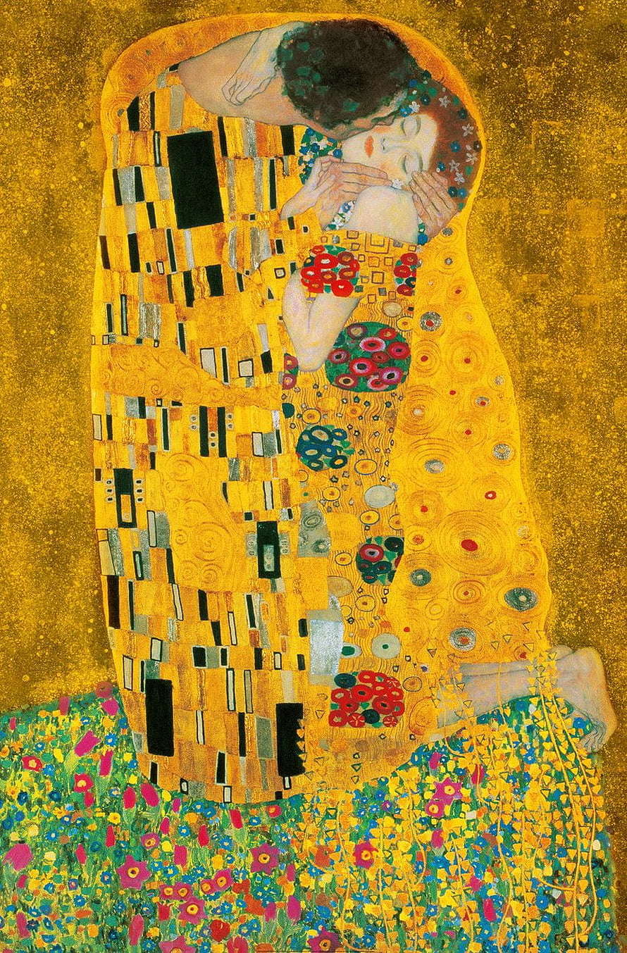 Gustav Klimt The Kiss: Golden Embrace in Art Nouveau Style HD phone wallpaper