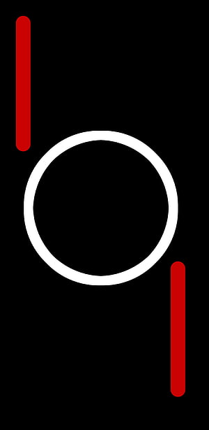 Minimalist Abstract Geometric Art With White Circle And Red Lines On Black Background HD phone wallpaper