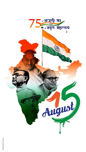 India Independence Day 75th Anniversary Tribute with National Leaders and Tricolor Flag HD phone wallpaper