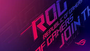 ASUS ROG Republic of Gamers Logo with Purple and Blue Gradient Background HD wallpaper